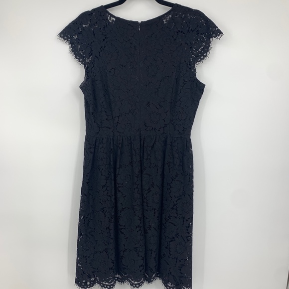 Kensie Womens 12 Dress Fit And Flare Black Floral Lace Overlay Cap Sleeve Party - Picture 7 of 7